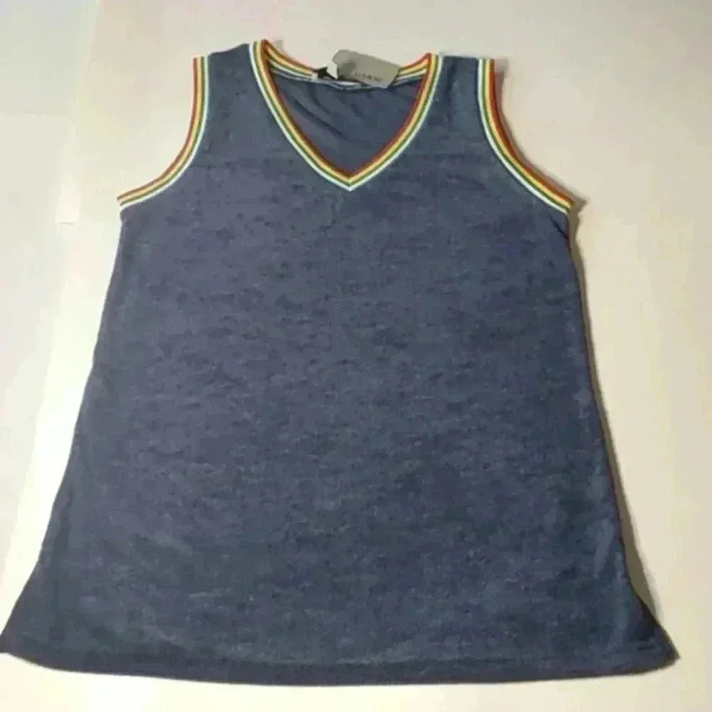 Luukse blue terry tank top sz S NWT